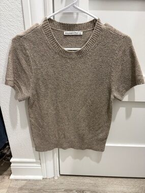 Abercrombie & Fitch Short Sleeve Crewneck Sweater - Taupe